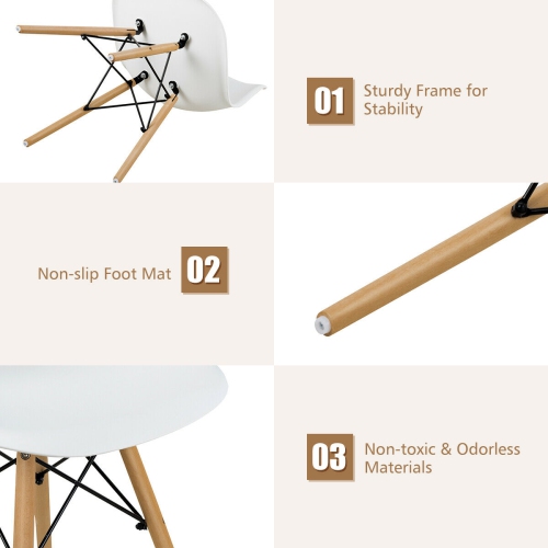 Gymax Set of 4 Modern Dining Side Chair Armless Home Office w/ Wood Legs White