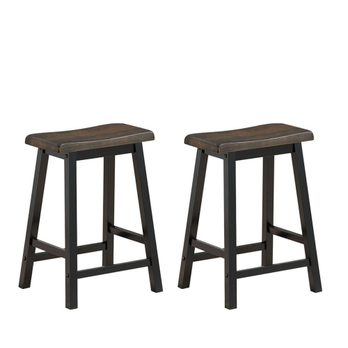 GYMAX  Set Of 2 Bar Stools 24"h Saddle Seat Pub Chair Home Kitchen Dining Room In Gray