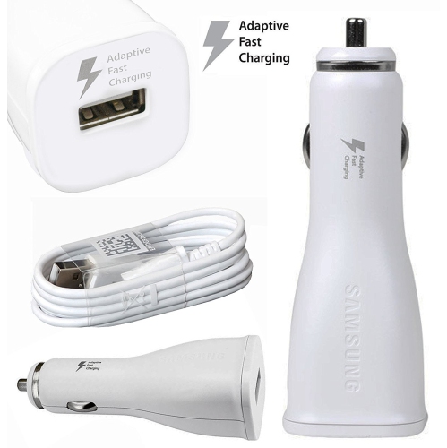 QC2.0 15W Adaptive Fast Car Charger Set & Mirco USB Cable for Samsung Galaxy S4 S6 S7 Edge Plus / Note 4 5 Edge, White