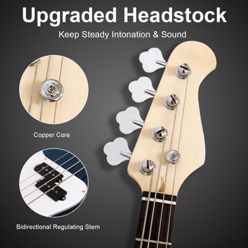 Full Size 4 String Electric Bass Guitar Blue