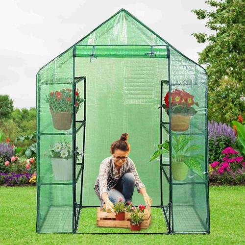 Costway Portable Mini Walk In Outdoor 4 Tier 8 Shelves Greenhouse