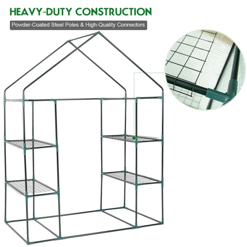 Costway Portable Mini Walk In Outdoor 4 Tier 8 Shelves Greenhouse