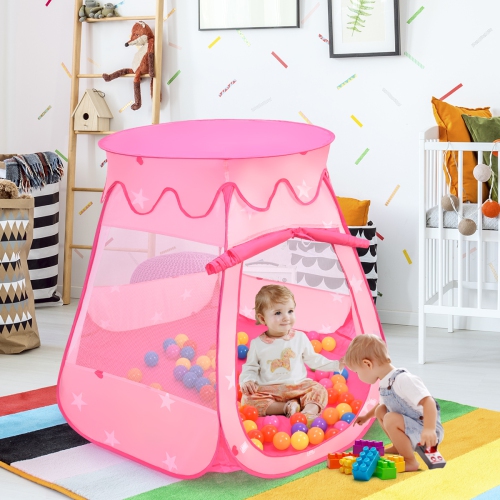 Costway Kids Pop Up Play Tent Fairy Princess Girls Boys Ball Pit Playhouse w/ 100 Balls