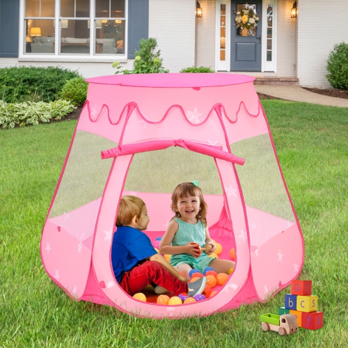Costway Kids Pop Up Play Tent Fairy Princess Girls Boys Ball Pit Playhouse w/ 100 Balls