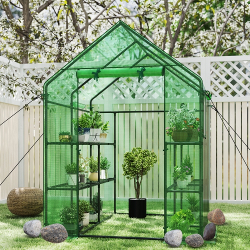 Costway Portable Mini Walk In Outdoor 2 Tier 8 Shelves Greenhouse