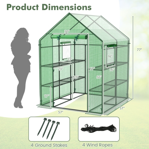Costway Portable Mini Walk In Outdoor 2 Tier 8 Shelves Greenhouse