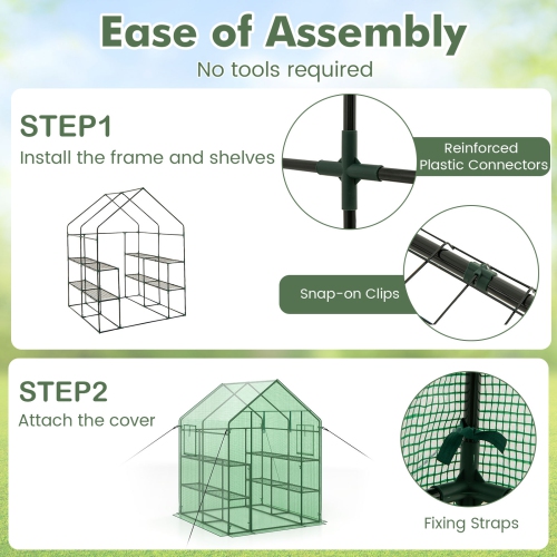 Costway Portable Mini Walk In Outdoor 2 Tier 8 Shelves Greenhouse