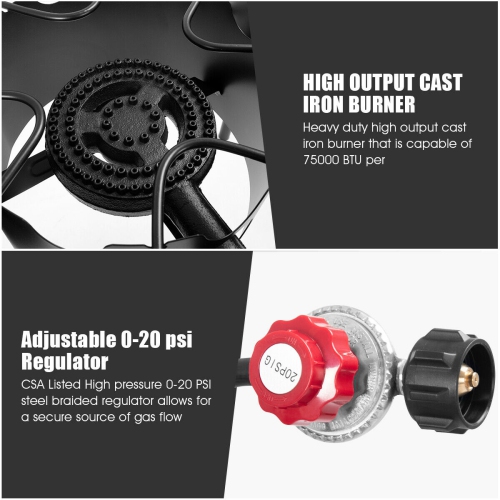 Costway Portable Propane 225,000-BTU 3 Burner Gas Cooker Outdoor Camp Stove BBQ