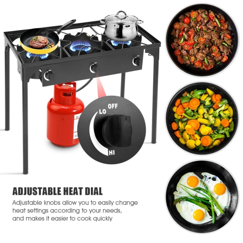 Costway Portable Propane 225,000-BTU 3 Burner Gas Cooker Outdoor Camp Stove BBQ