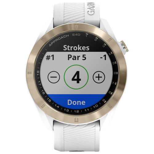 Garmin Approach S40 Golf Watch with Preloaded Courses - Light Gold/White