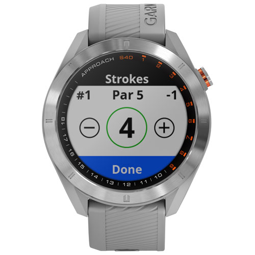 Garmin Approach S40 Golf Watch with Preloaded Courses - Stainless Steel/Powder Grey