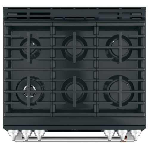 Café 30" 5.6 Cu. Ft. Self-Clean Convection 6-Burner Slide-In Gas Range - Black