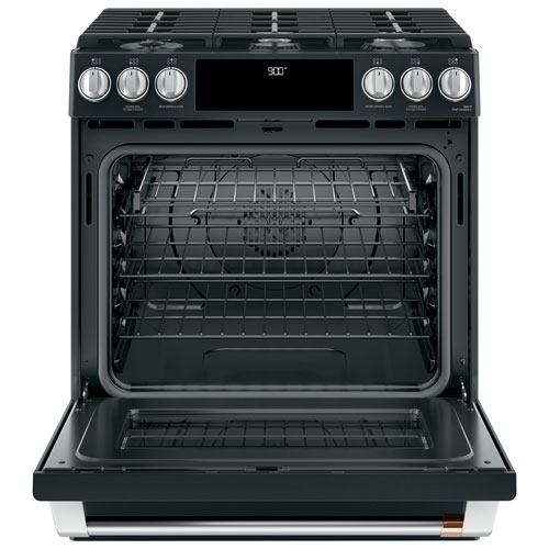 Café 30" 5.7 Cu. Ft. True Convection 6-Burner Slide-In Dual Fuel Range - Matte Black