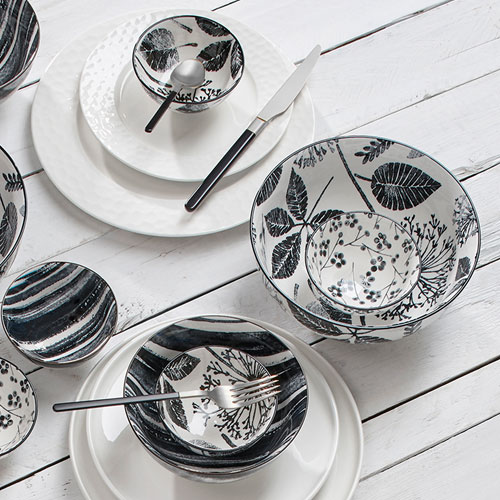 Brilliant Kimono 20-Piece Stainless Steel Flatware Set - Silver/Black