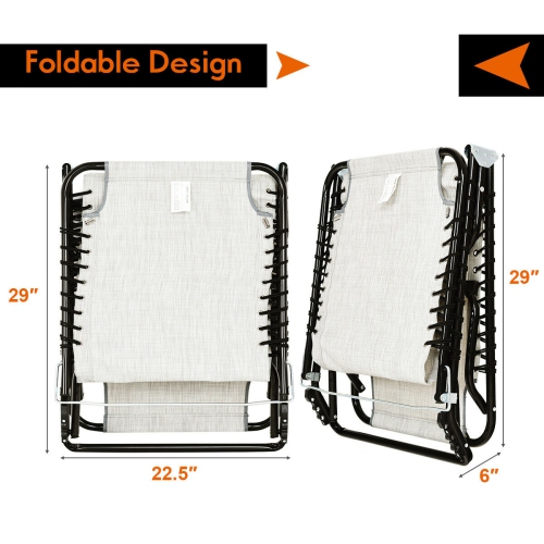 Gymax Foldable Lounge Chaise Adjustable Patio Camping Cot w/ Pillow Beach Pool Gray