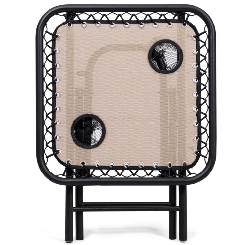 Gymax 3PC Zero Reclining Lounge Chairs Pillows Table Portable Folding Beige