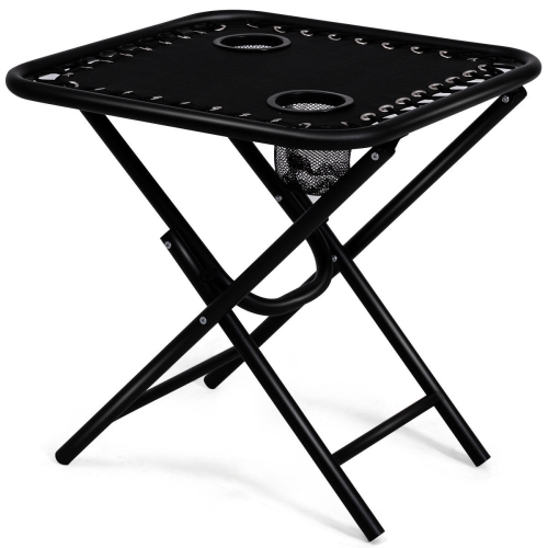 Gymax 3PC Zero Reclining Lounge Chairs Table Pillows Folding Portable Black