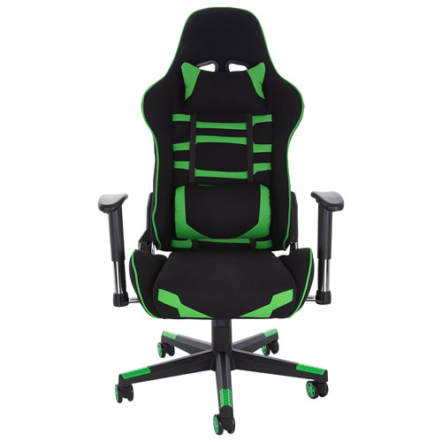 Fauteuil de jeu ergonomique inclinable en tissu Fresno de Brassex - Noir/Vert