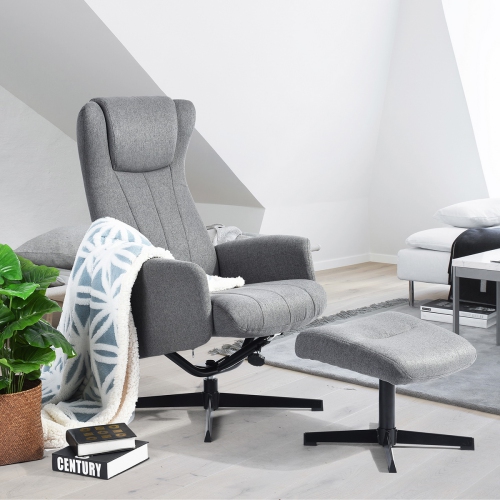 Kerney Manual Swivel Recliner with Ottoman