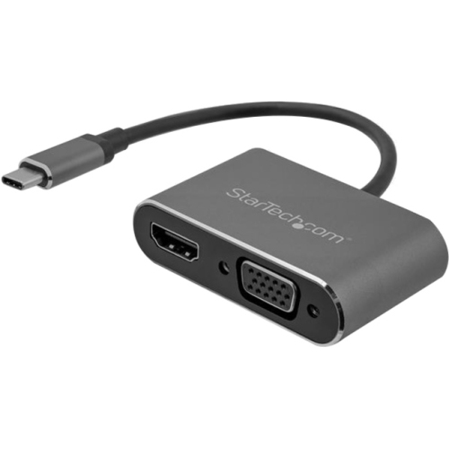 StarTech USB C to VGA and HDMI Adapter - Aluminum - USB-C Multiport Adapter - 6 in / 15.24 cm Built-In Cable
