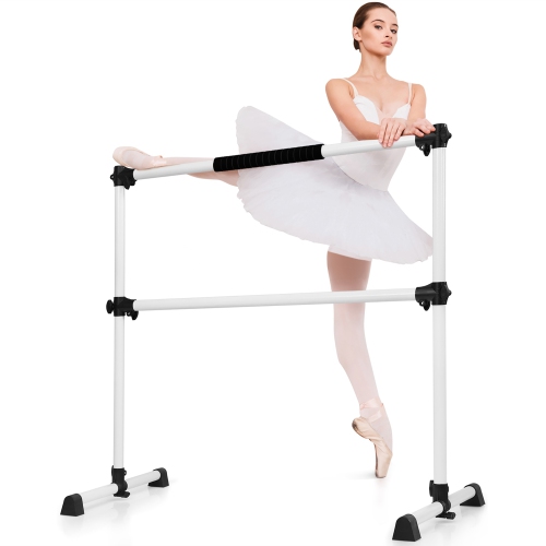 Costway 4' Portable Double Freestanding Ballet Barre Stretch Dance Bar Height Adjustable
