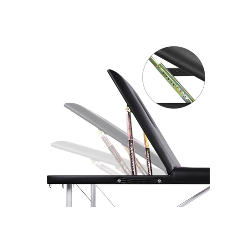 Black 3-Section Aluminum 84"L Portable Massage Table Facial SPA Bed Tattoo w/ Free Carry Case and Accessories
