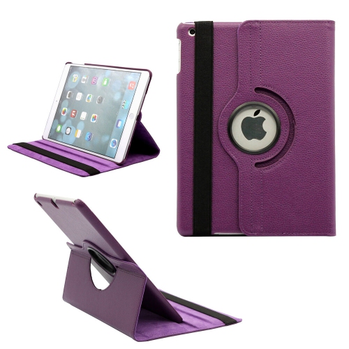 CSMART  【】 360 Rotating Pu Leather Stand Case Smart Cover for Ipad Air 1 2 1St 2Nd Gen In Purple