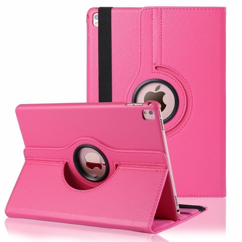 【CSmart】 360 Rotating PU Leather Stand Case Smart Cover for iPad Pro 11" 1st Gen. 2018, Hot Pink