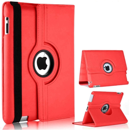 【CSmart】 360 Rotating PU Leather Stand Case Smart Cover for iPad Mini 4 5 4th 5th Gen., Red