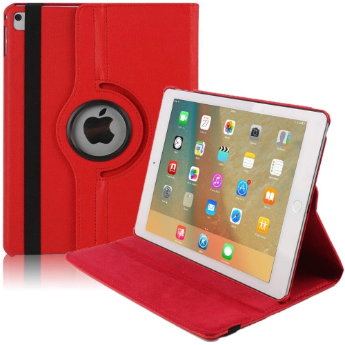 [CSmart] Étui avec support rotatif en cuir de polyuréthane 360 Smart Cover pour iPad Pro de 10,5 po 2017/Air 3 3th gén. 2019, rouge