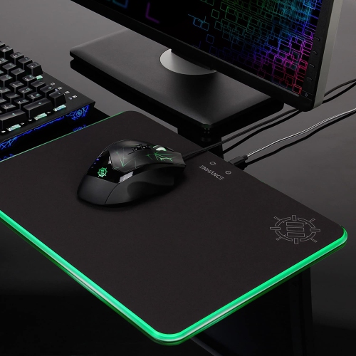 ENHANCE Gaming Mouse Pad Features a Smooth Fabric Surface on Top of a Rigid Pad Black