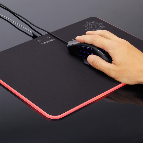 ENHANCE Gaming Mouse Pad Features a Smooth Fabric Surface on Top of a Rigid Pad Black