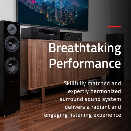 Fluance Elite High Definition Surround Sound Home Theater 5.0 Speaker System - Floorstanding, Center, and Rear Speakers