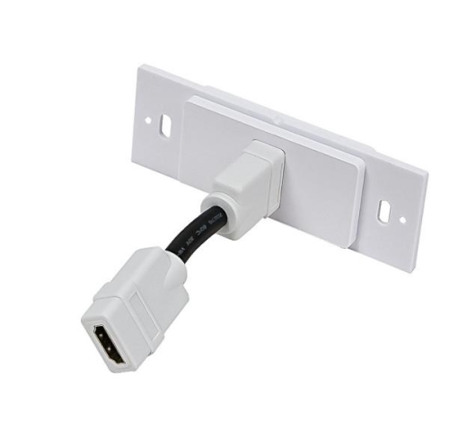 Two-Piece Single HDMI Inset Wall Plate with 4 Inch Built-in Flexible High Speed HDMI Cable With Ethernet - Single Port..