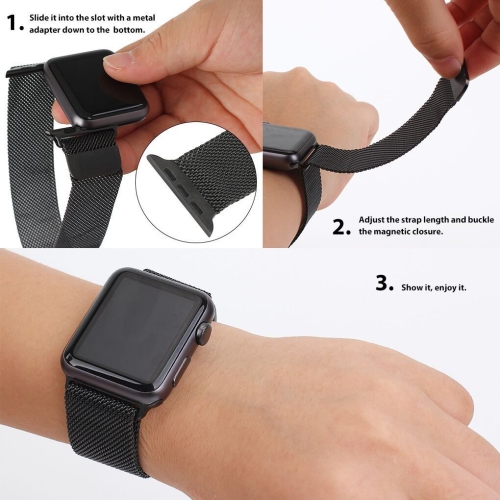 Bracelet maillé pour Apple Watch Bracelet magnétique en acier inoxydable pour iWatch Ultra 2, 3 SE3 série 11 10 9 8 7 6 5 4 3 2 1, Femmes 42&nbsp;mm