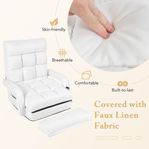 Gymax Folding Floor Chair Indoor Lazy Sofa Armchair w/ 6-Position Adjustable Backrest