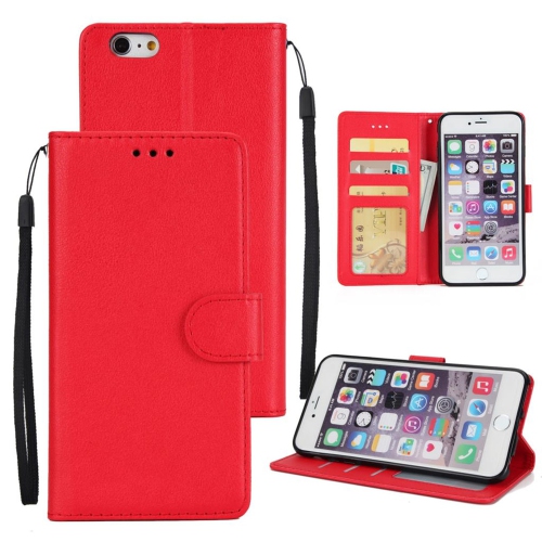 【CSmart】 Magnetic Card Slot Leather Folio Wallet Flip Case Cover for iPhone 6 Plus / 6s Plus, Red