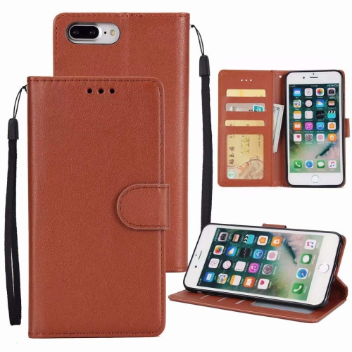 【CSmart】 Magnetic Card Slot Leather Folio Wallet Flip Case Cover for iPhone 7 Plus / 8 Plus, Brown