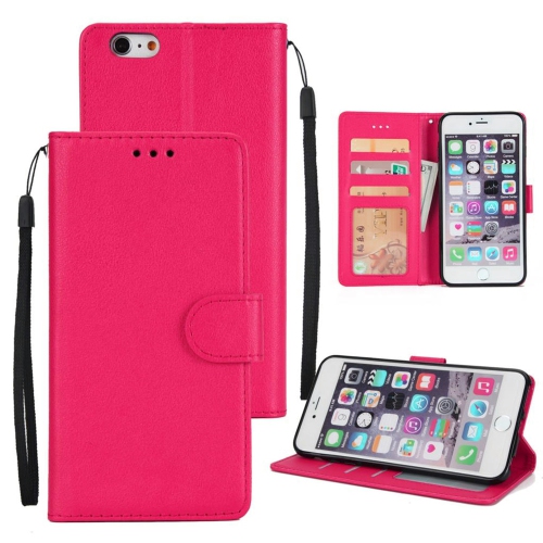 【CSmart】 Magnetic Card Slot Leather Folio Wallet Flip Case Cover for iPhone 6 Plus / 6s Plus, Hot Pink