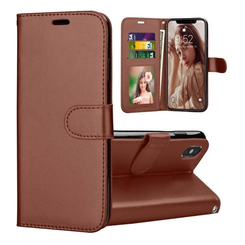 CSMART  [Cs] Iphone Xr Case, Magnetic Leather Folio Wallet Flip Case Cover With Card Slot In Brown