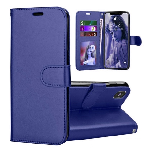【CSmart】 Magnetic Card Slot Leather Folio Wallet Flip Case Cover for iPhone XR, Navy