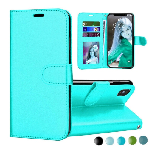 [CS] iPhone Xs Max Case, Magnetic Leather Folio Wallet Flip Case Cover with Card Slot, Teal