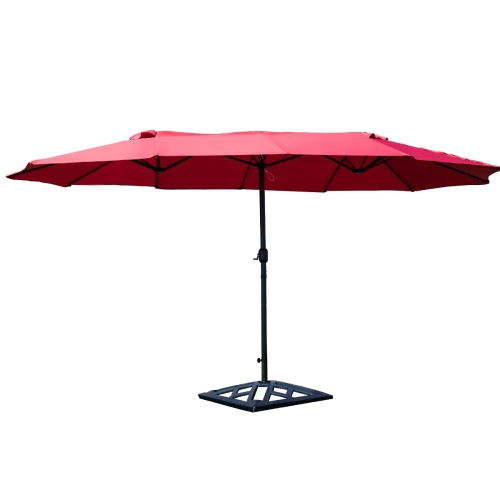 Gymax Outdoor Patio Umbrella 15' Market Umbrella Double-Sided with Crank