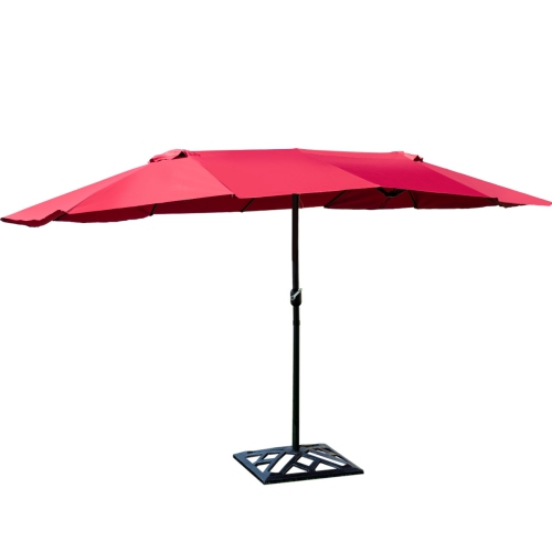 Gymax Outdoor Patio Umbrella 15' Market Umbrella Double-Sided with Crank