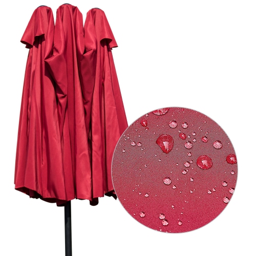 Gymax Outdoor Patio Umbrella 15' Market Umbrella Double-Sided with Crank