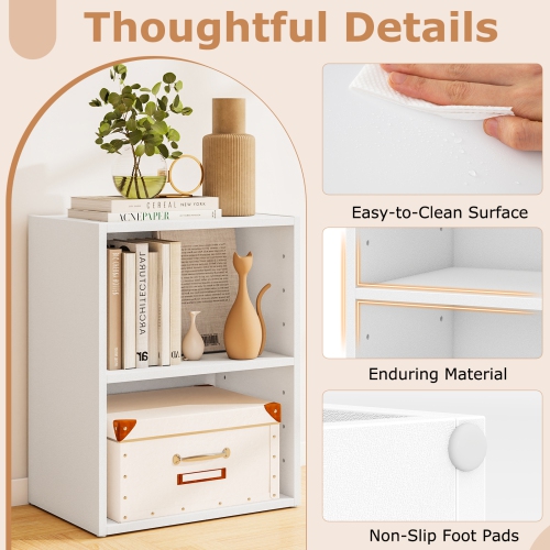 Gymax 2PCS 2-Cube Bookcase DIY Cube Storage Organizer w/ 7-Position Adjustable Shelf White