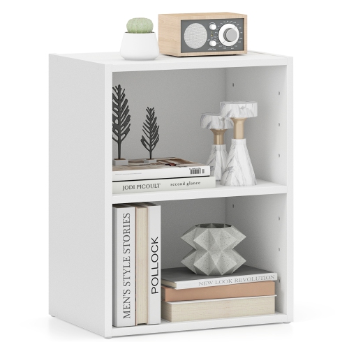Gymax 2PCS 2-Cube Bookcase DIY Cube Storage Organizer w/ 7-Position Adjustable Shelf White
