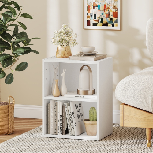 Gymax 2-Cube Bookcase Cube Storage Organizer w/ Adjustable White