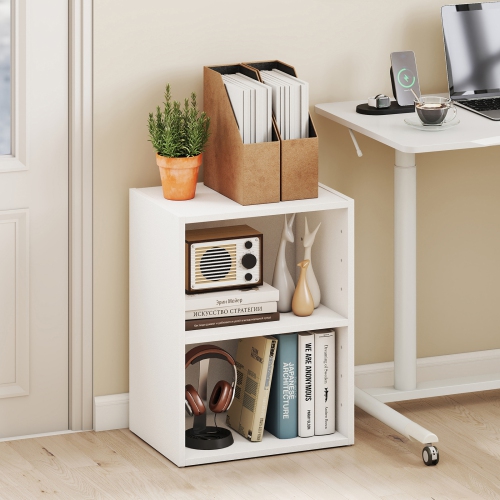 Gymax 2-Cube Bookcase Cube Storage Organizer w/ Adjustable White