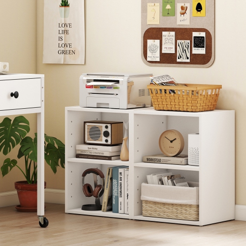 Gymax 2-Cube Bookcase Cube Storage Organizer w/ Adjustable White